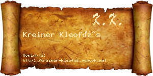 Kreiner Kleofás névjegykártya